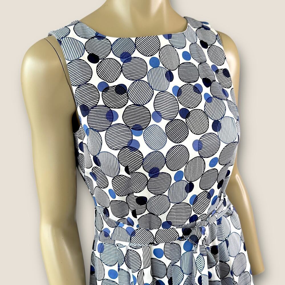 Anne Klein Sleeveless Polka Dot Pleated Fit Flare Tie Belt Sheath Dress Size 6 - Picture 7 of 16